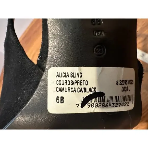 Schutz Alicia Suede Leather Slingback Pumps Black Women’s Size 6B Heels Chic - Picture 11 of 13